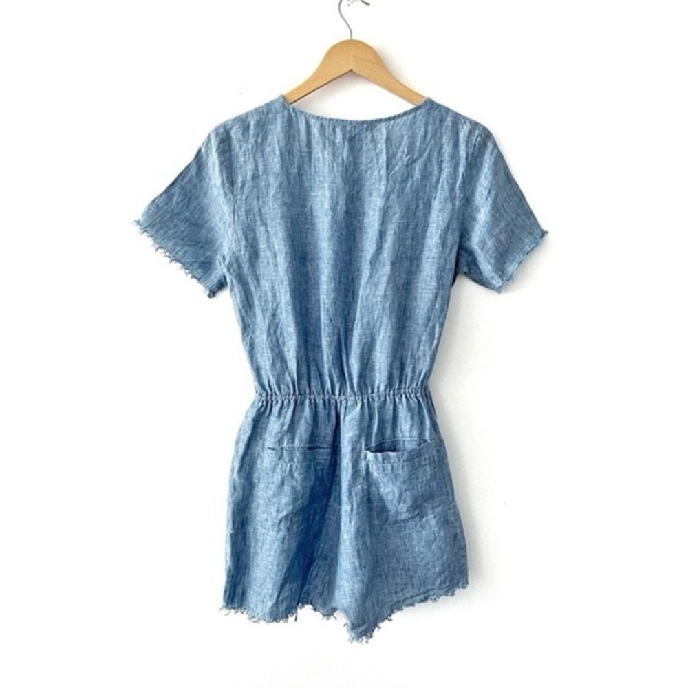 Sanctuary x Anthropologie  Montana 100% Linen Romper Size XS Blue Chambray - Picture 8 of 10